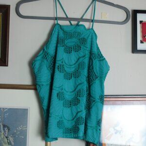 Turquoise Floral Sleeveless Blouse XS